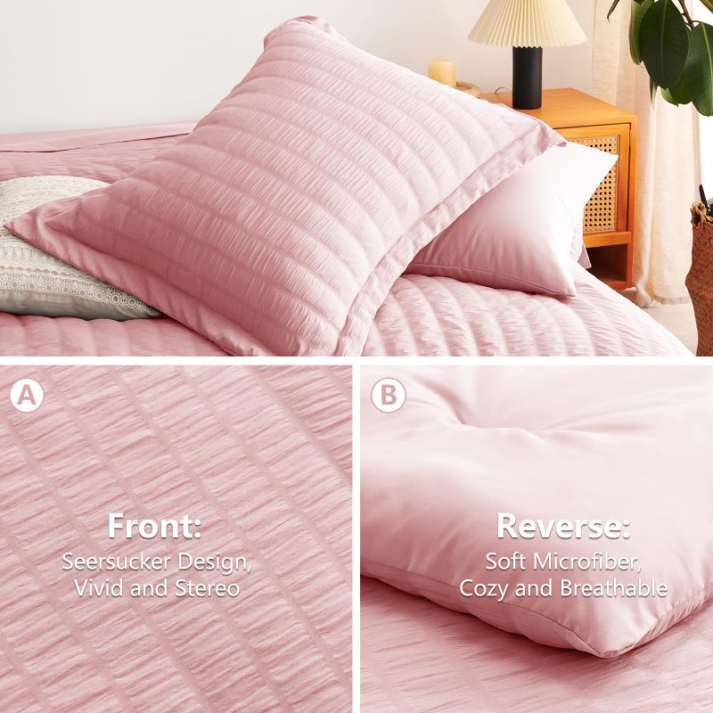 CozyLux مجموعات لحاف كاملة الحجم من CozyLux مع ملاءات من النسيج القطني 7 قطع سرير وردي في حقيبة طقم سرير ناعم فاخر مع لحاف بديل وملاءات وأغطية وسائد لجميع المواسم - Image 4